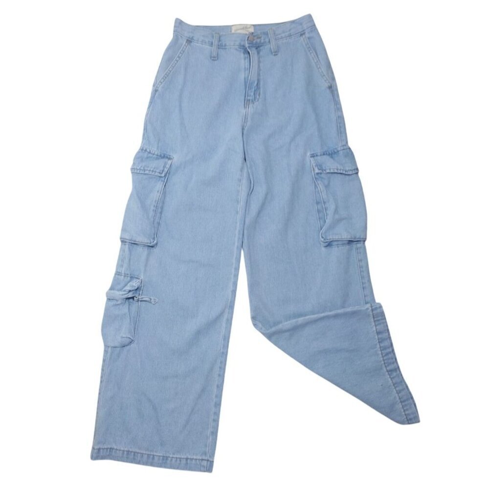 Universal Thread Light Blue Wide-Leg Cargo Jeans Womens 4R Cotton & Lyocell. - Picture 7 of 10